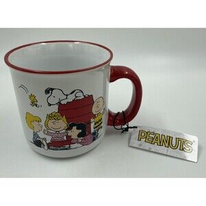 PEANUTS GIBSON Large Coffee Mug CHARLIE BROWN SNOOPY & GANG RED LG 21 OZ N05